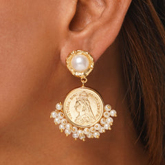 Regal Coin Pearl Danglers