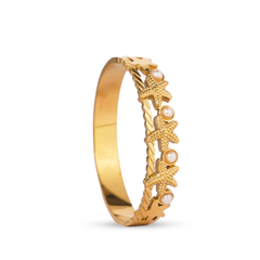 Starfish & Pearl Textured Bangle