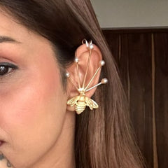 Golden Queen Bee Pearl Earrings