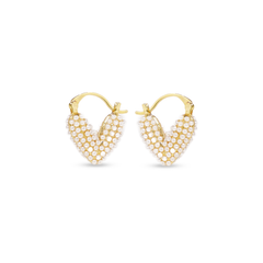 Lustrous Heart Pearl Hoops