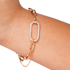 Oval Link CZ Chain Bracelet – Gold