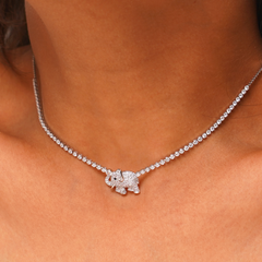 EleSpark Crystal Elephant Pendant – Silver