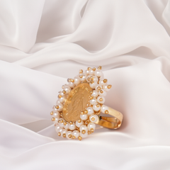 Coin Pearl Statement Ring