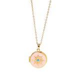 Golden Sunburst Locket Necklace