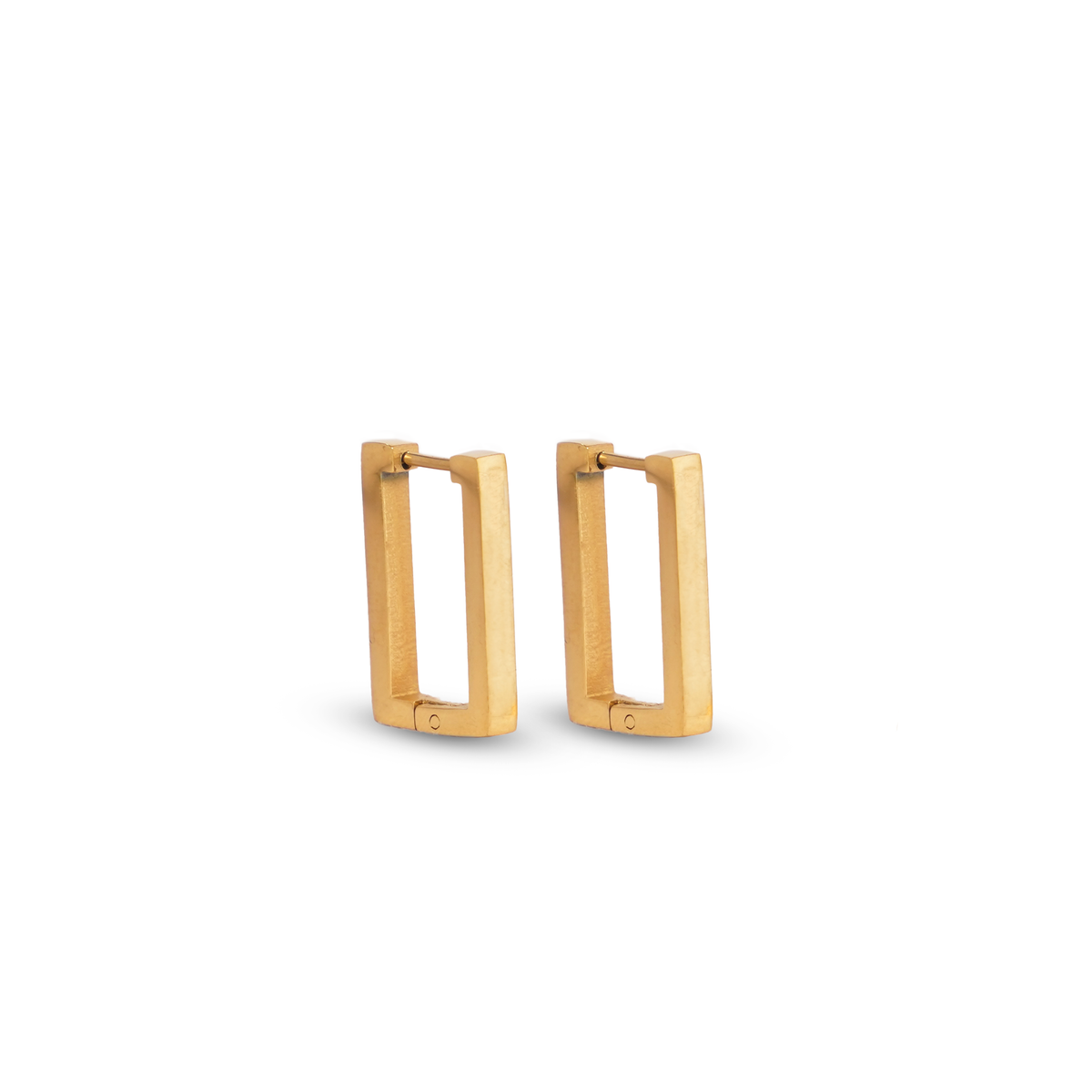 Matte Rectangle Gold Hoops