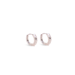 Silver Geo Textured Hoops