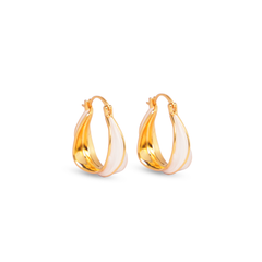 Twist Enamel Hoops – Pearl White