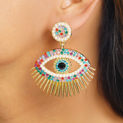Rainbow Evil Eye Chandbalis