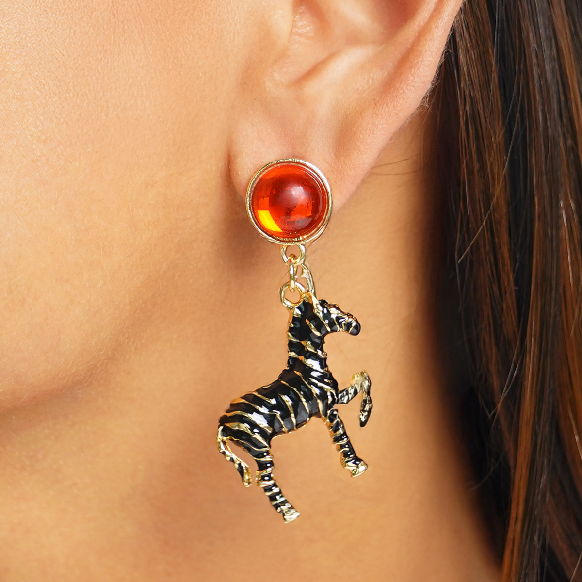 Amber Zebra Dangles Earrings