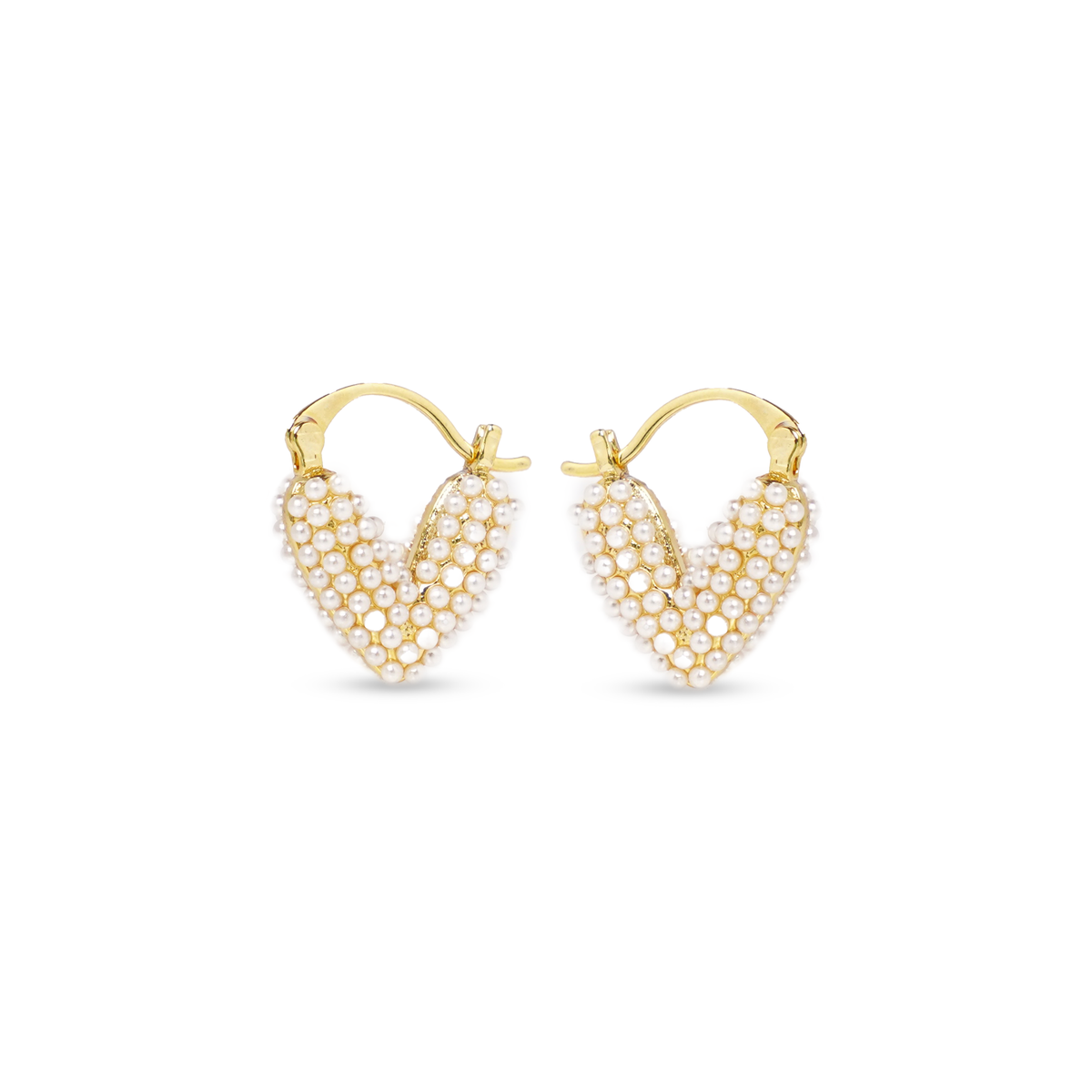 Lustrous Heart Pearl Hoops