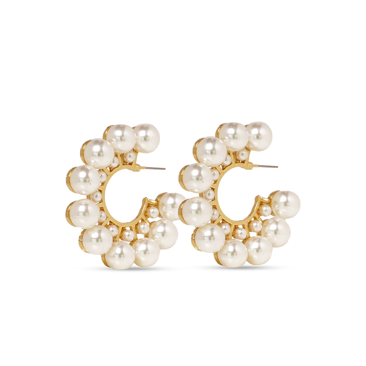 Pearl Cascade Hoop Earrings