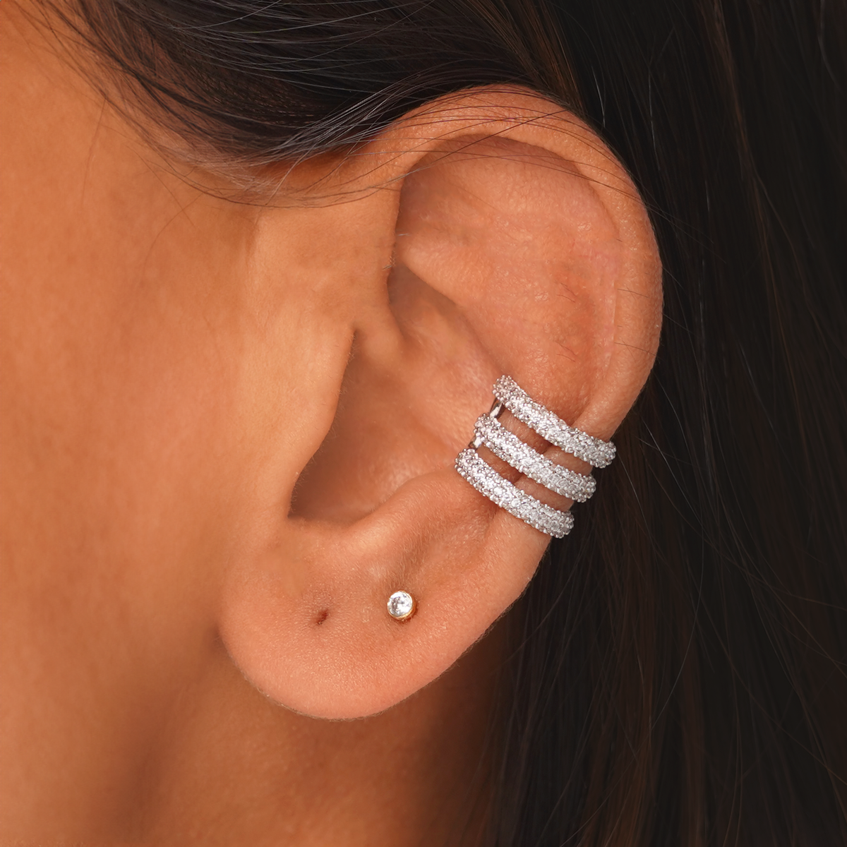 Sparkle Quad Ear Cuff – Silver