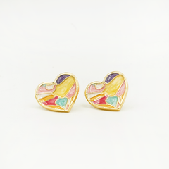 Mosaic Heart Stud Earrings