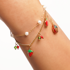 Berry Pearl Charm Bracelet
