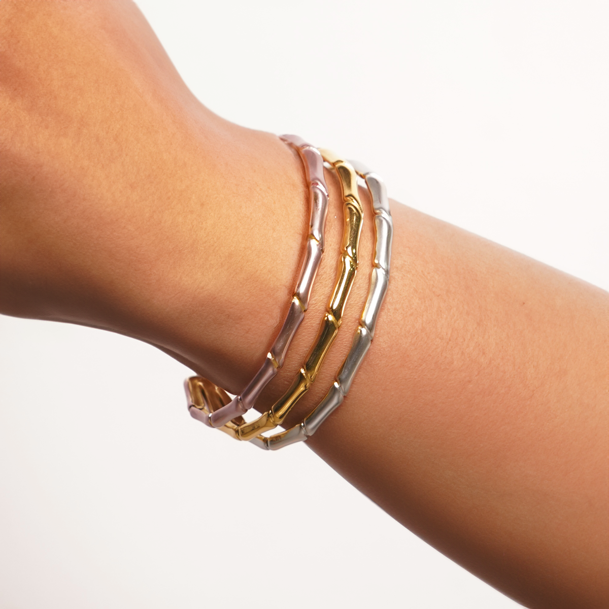 Tricolor Bamboo-Style Bangles