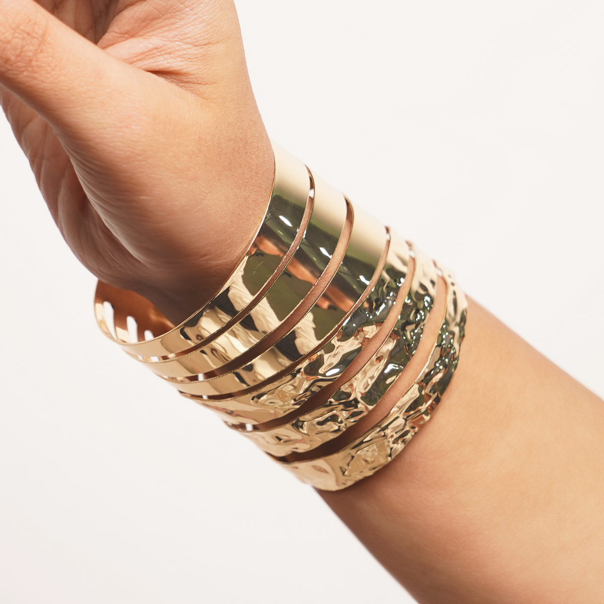 Crushed Gold Cuff Set