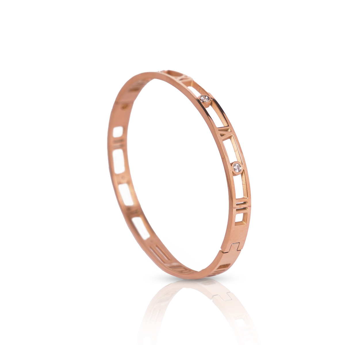 Roman Cutout Bangle – Rose Gold