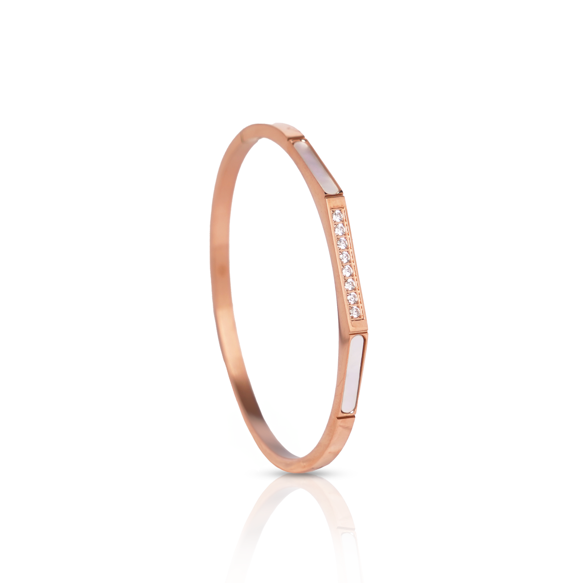 Rose Gold Panel & Crystal Bangle